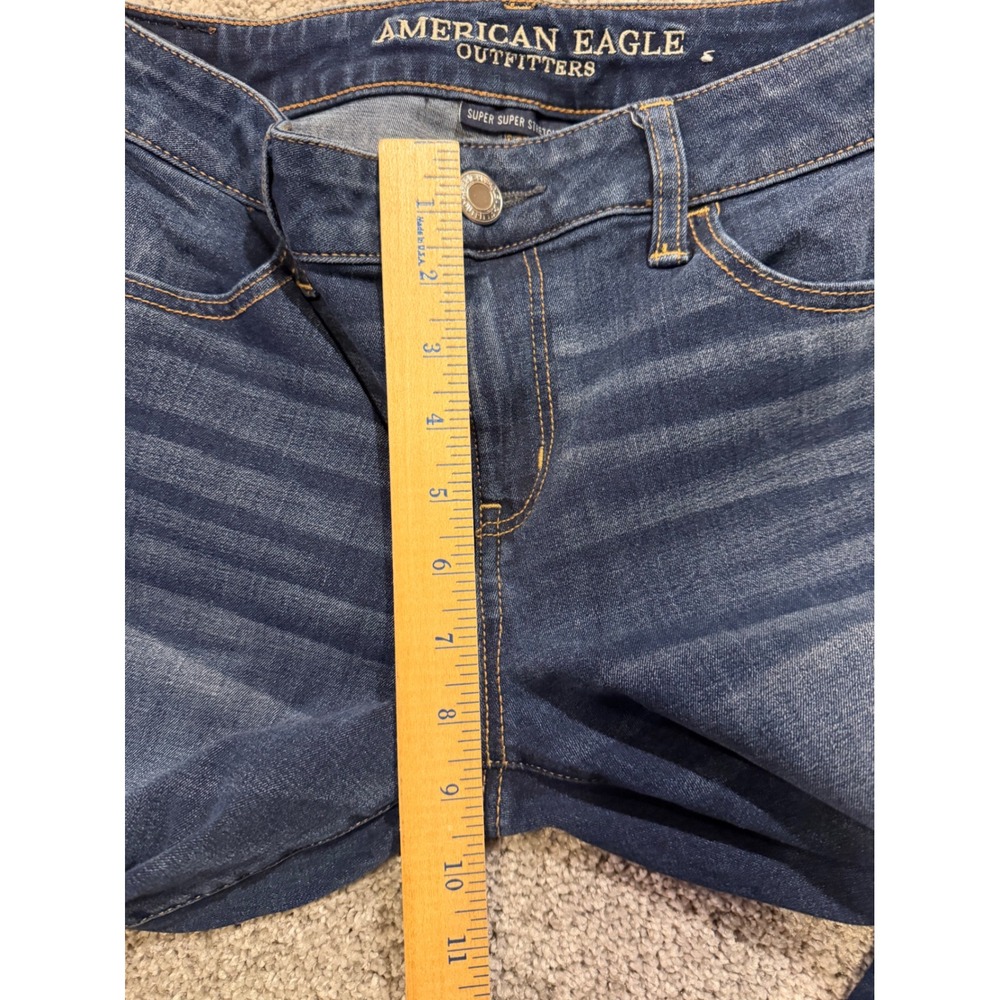 American Eagle Jegging Womens 10 Blue Super Super Stretch X4 Dark Wash Denim - Picture 7 of 11